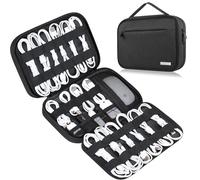Lacdo Estuche de Bolsa Organizadora de Cable, Organizador de Almacenamiento de Cables de Carga de Gran Capacidad de 6 Capas para Cables, Tarjeta SD, Elementos Esenciales de Viaje, Negro