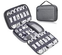 Lacdo Estuche de Bolsa Organizadora de Cable, Organizador de Almacenamiento de Cables de Carga de Gran Capacidad de 6 Capas para Cables, Tarjeta SD, Elementos Esenciales de Viaje, Gris