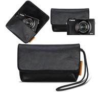 Lacdo Estuche de Cámara para Canon PowerShot G7 X Mark III / G7X Mark II Digital Camera, Cuero Suave Funda Protectora para Cámara, Compacto Canon G7 X Mark III con Correa de Muñeca, Negro