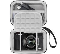 Lacdo Estuche de Cámara para Canon PowerShot G7 X Mark III/PowerShot G7 X Mark II 4K Vlogging Camera, Bolsa de Cámara de Vlogging Point Shoot, se Adapta a Cable USB, Batteries, Negro+Gris