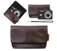 Lacdo Estuche de Cámara para Kodak PIXPRO FZ55 / FZ45 /FZ53/FZ43 Digital Camera, Compacta Kodak PIXPRO FZ55 FZ45 Bolsa para cámara, Funda de Cuero Suave con muñequeras Stra, Marrón