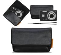 Lacdo Estuche de Cámara para Kodak PIXPRO FZ55 / FZ45 /FZ53/FZ43 Digital Camera, Compacta Kodak PIXPRO FZ55 FZ45 Bolsa para cámara, Funda de Cuero Suave con muñequeras Stra, Negro