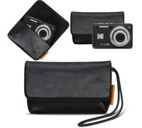 Lacdo Estuche de Cámara para Kodak PIXPRO FZ55 /FZ45 /FZ53 /FZ43 Digital Camera, Cuero Suave Funda Protectora para Cámara, Compacto Kodak PIXPRO FZ55 FZ45 con Correa de Muñeca, Negro