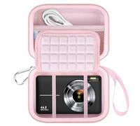 Lacdo Estuche de Transporte de la Cámara para CAMKORY DC403, Kodak PIXPRO FZ55, Canon PowerShot G7 X Mark III/SX740, Sony ZV-1/ RX100 VII, Panasonic LUMIX ZS99 Digital Camera Bolsa, Rosado