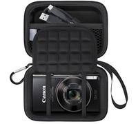 Lacdo Estuche de Transporte de la Cámara para Canon PowerShot ELPH 360/200/185/180/190/350, Sony Cyber-Shot DSC-W830/WX350/WX500/W810/W800 Digital Camera, para Baterías, Cable USB, Negro+Negro