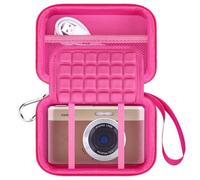 Lacdo Funda cámara para Kodak PIXPRO C1, Kodak Pixpro WPZ2 Cámara Digital, Funda rígida de Transporte Bolsa de Viaje Protectora, Bolsa para cámara, Bolsillo de Malla para baterías, Cable USB, Rosa