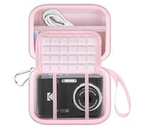 Lacdo Funda cámara para Kodak PIXPRO FZ45 FZ55 FZ53 FZ43 / Pixpro WPZ2 Cámara Digital vlogging, Funda rígida de Transporte Bolsa de Viaje Protectora con Compartimento para Tarjeta SD, Rosa Brillante