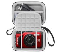 Lacdo Funda cámara para OM System Tough TG-7 / Olympus Tough TG-6 / TG-5 / TG-4 Cámara Digital, Funda rígida de Transporte Bolsa de Viaje Protectora, Bolsillo de Malla para baterías, Cable USB, Gris