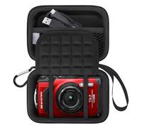 Lacdo Funda cámara para OM System Tough TG-7 / Olympus Tough TG-6 / TG-5 / TG-4 Cámara Digital, Funda rígida de Transporte Bolsa de Viaje Protectora, Bolsillo de Malla para baterías, Cable USB, Negro