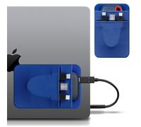 Lacdo Funda de Disco Duro Portátil para portátil Stick de 2 Bolsillos en Bolsa con Adhesivo Reutilizable, para Samsung, Crucial, Estuche de Transporte SSD, Azul