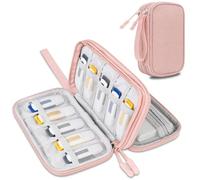 Lacdo USB Organizador electrónico Bolsa de Cable tecnología Estuche de Estuche de Cargador para SanDisk/SamData/Samsung Unidades Flash USB Jump Drive Memory Stick, Tarjeta SD, Cable, Rosa Claro