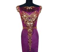 Lace Applique Floral Embroidery Sequin Patch Multicolor Pack of 6 for Dress Decor DIY(Purple)