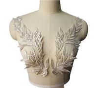 Lace Applique Floral Embroidery Sew On Pack of 2 Embroidered Sequin Appliques 12cm x 33cm for Wedding Dress