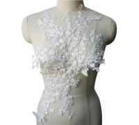 Lace Applique Floral Embroidery Sew On Patch for Wedding Dress White Embroidered Flower 30x59cm