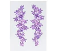 Lace Applique Parche de encaje con cristales 3D cristal for coser en vestidos novia, disfraces y batas(Light purple)
