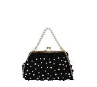 Lace Evening Bag for Women Floral Kiss Lock Rose Wedding Handbag with Chain Strap Bridesmaid Dress Bag for Wedding Prom Tea Party