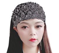 Lace Headband - Wide Floral Pearl Lace Elastic Hairband, Stylish Hair Accessory | Comfortable Head Wrap for Women Girls Yoga Gym Sports Everyday Hair Styling