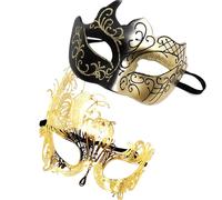 Lace Masquerade - Máscara de ojos para parejas con acabado brillante | Carnival Costume Mask Set for Holiday Accessories, Stage Shows, Cosplay Events, Elegant for Parties, Themed Balls, and Fe