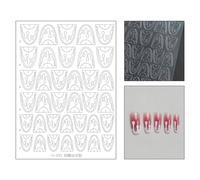 Lace Patterned Nails Stickers Breathable Paper Materials Wedding Party Essential Easy Peels Off Customizable Nails Decoration for Women Long French Tip Stickers