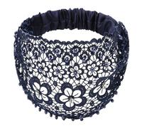Lace Pearl Headband - Elegant Pearl Embellished for Turban Style Bandana | Floral Boho Hair Hoop with Soft Lace, Stretch Fit Wedding Party Wear for Women Fashion Hair Accessory, 5.91x9.84x0.2in