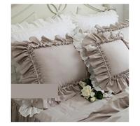 Lace Pillowcase Princess Style Cotton Bedroom Pair Solid Color Comfortable Bed Decorative(Coffee,48x74cm 2pcs)
