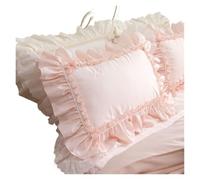 Lace Pillowcase Princess Style Cotton Bedroom Pair Solid Color Comfortable Bed Decorative(Pink,48x74cm 1pcs)