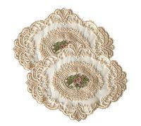 Lace Placemat Retro French Style Embroidered Lace Doilies for Table Crochet Doilies Cup Vase Mat for Home Decor 29 * 36cm 2PCS Table Mat