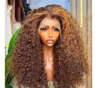 Lace Water Deep Wave Frontal Wig Highlight Miel Marrón Sin Pegamento Pelucas de Cabello Humano Rizado Bob de Color para Mujeres 13x6 Peluca de Encaje 14 pulgadas#180%