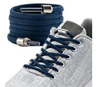 LaceHype - 2 pares de cordones elásticos premium con cápsulas de metal sin atar - CP2 - Set para 2 pares de zapatos - con cápsulas para zapatillas de deporte, zapatillas de correr (azul oscuro, 1P)