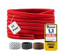 LaceHype 2 pares de cordones redondos de poliéster para zapatos de trabajo, botas, zapatos de exterior y zapatillas deportivas, cordones resistentes al desgarro, rojo, 150 cm - 2 Paar