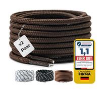 LaceHype 2 pares de cordones redondos de poliéster para zapatos de trabajo, botas, zapatos de exterior y zapatillas deportivas, cordones resistentes al desgarro, marrón oscuro, 110 cm - 2 Paar