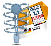 LaceHype - Cordones sin atar, elástico con sistema de cordones rápidos de goma, SK02 - Cordones sin atar - para zapatillas de deporte, zapatos infantiles, zapatillas de correr, Azul claro reflectante,