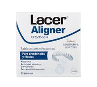 Lacer Tabletas limpiadoras para alineadores y férulas – Elimina 99,99% de bacterias – 32 uds, menta