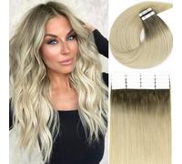 Lacer Cape Raoted Tape in Hair Extensions Cabello humano Centrero Camino Real Remy Remy Invisible Cabello natural #8G/60A Luz de doble cara rubio de