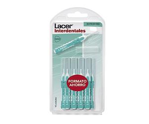 LACER - Cepillo Interdental Recto Extrafino Pack 10 Unidades, Mango Bimaterial y Antideslizante, Cuello Flexible, Máxima Eficacia, Filamentos Tynex, Previene y Elimina la Placa Bacteriana