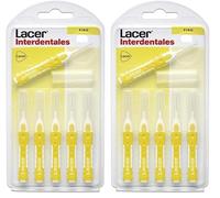 LACER - Cepillo Interdental Recto Fino 6 Unidades, Mango Bimaterial y Antideslizante, Cuello Flexible, Máxima Eficacia, Filamentos Tynex, Previene y Elimina la Placa Bacteriana (Paquete de 2)