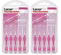 LACER - Cepillo Interdental Recto Ultrafino 6 Unidades, Mango Bimaterial y Antideslizante, Cuello Flexible, Filamentos Tynex, Previene y Elimina la Placa Bacteriana (Paquete de 2)