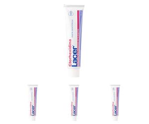 LACER CLORHEXIDINA - Pasta Dental 75ml, Tratamiento Coayudante de la Gengivitis y la Periodontitis, Implantología y Cirugía (Paquete de 4)