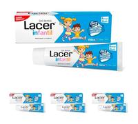 LACER JUNIOR - Gel Dental Infantil 75 ml, para Niños a Partir de 6 meses a 6 años, Previene la Caries, Fórmula de Flúor Más Calcio, Cuida los Dientes de Leche (Paquete de 4)