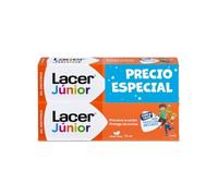 LACER JUNIOR - Gel Dental Pack 2 x 75 ml Sabor Fresa, Pasta de Dientes para Niños a partir de 6 Años - Previene la Caries - Fórmula de Flúor Más Calcio - Cuida los Dientes de Leche