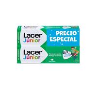 LACER JUNIOR - Gel Dental Pack 2 x 75 ml Sabor Menta, Pasta de Dientes para Niños a partir de 6 Años - Previene la Caries - Fórmula de Flúor Más Calcio - Cuida los Dientes de Leche