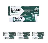LACER NATUR - Pasta Dental 75ml, Origen Natural, Anticaries y Antibacteriano, Pasta de Dientes Antiséptica, Antioxidante, Con Flúor, Sin Gluten (Paquete de 4)