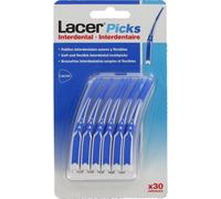 Lacer Picks interdentales Interproximal 30 uds, punta de goma triangular suave y flexible, sin metal