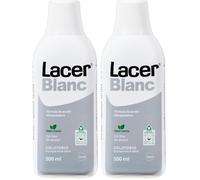 LACERBLANC - Colutorio Menta 500 ml, Enjuague Bucal de Uso Diario, Múltiples Beneficios, Acción Blanqueadora, Previene Placa Bacteriana, Caries y Protege las Encías (Paquete de 2)