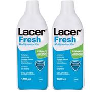 LACERFRESH - Colutorio 1 Litro, Enjuague Bucal Diario, Combate el Mal Aliento, Protección de Encias, sin Alcohol, con Flúor y Triclosán, Sabor Fresco de Efecto Prolongado (Paquete de 2)