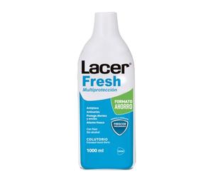 LACERFRESH - Colutorio 1 Litro, Enjuague Bucal Diario, Combate el Mal Aliento, Protección de Encias, sin Alcohol, con Flúor y Triclosán, Sabor Fresco de Efecto Prolongado