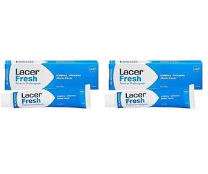 LACERFRESH - Gel Dentífrico 75 ml Laminado, Antiplaca Dental, Previene la Caries, Protege las Encias, Enmascara el Mal Aliento, Boca Fresca, Sana y Protegida, Efecto Prolongado (Paquete de 2)