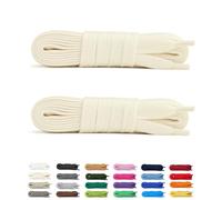 Laceter 2 Pares de Cordones Planos de Algodón 8mm para Zapatillas Deportivas - Compatibles con Nike, Adidas, Converse - Resistencia y Comodidad - Fabricado en España - 120 cm - Blanco roto x 2