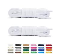 Laceter 2 Pares de Cordones Planos de Algodón 8mm para Zapatillas Deportivas - Compatibles con Nike, Adidas, Converse - Resistencia y Comodidad - Fabricado en España - 120 cm - Blanco x 2