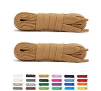 Laceter 2 Pares de Cordones Planos de Algodón 8mm para Zapatillas Deportivas - Compatibles con Nike, Adidas, Converse - Resistencia y Comodidad - Fabricado en España - 120 cm - Marrón claro x 2